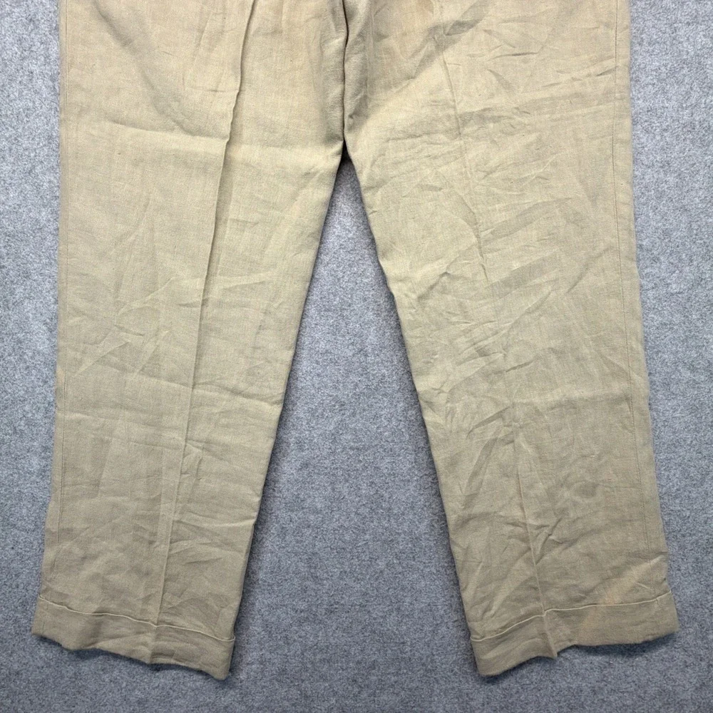 Vintage Polo Ralph Lauren Pants Mens 36x32 (Fits 35x32) Linen Double Pleated